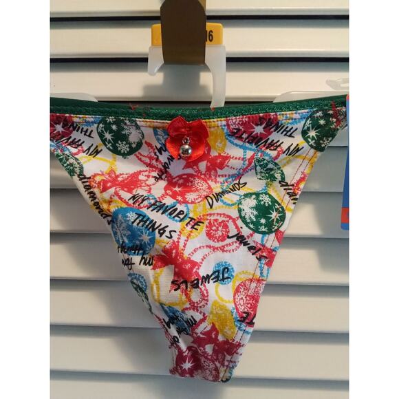 Back Talk Christmas theme ornament text words g-string thong women's sz 6 Medium - Picture 2 of 4